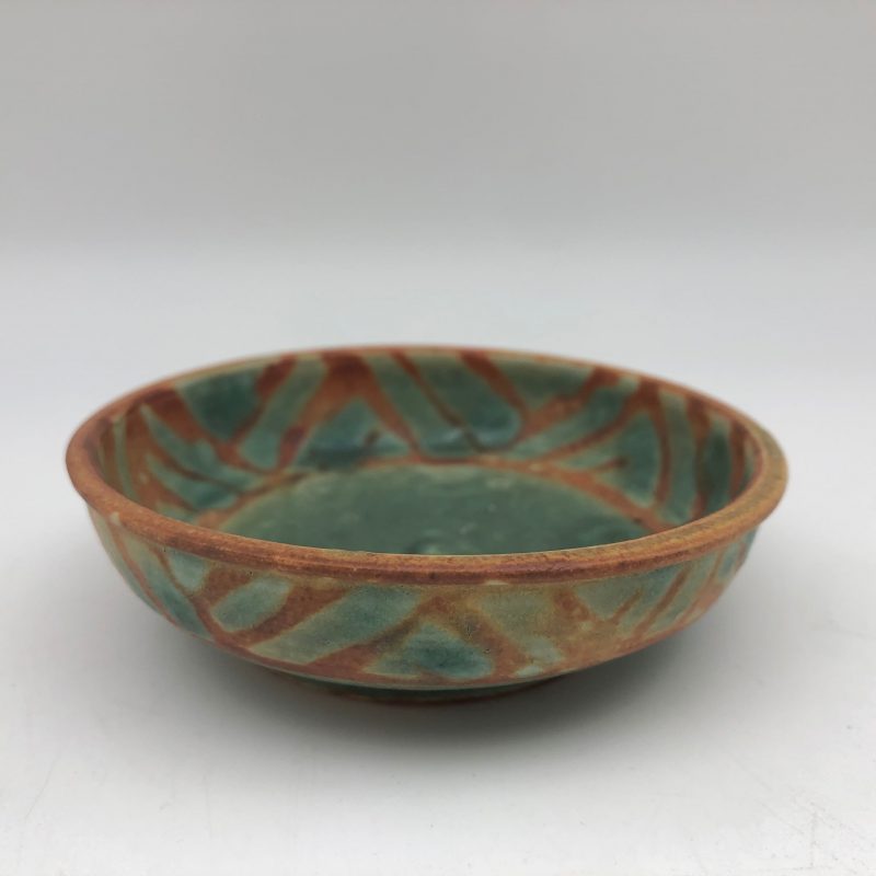 Small Green and Brown Porcelain Dish by Margo Brown