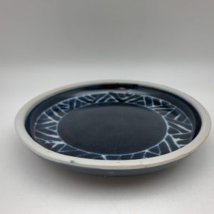 Small Patterned Navy Plate by Margo Brown - 2254