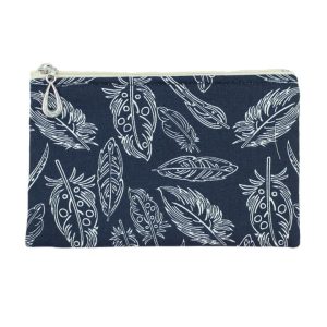 Cotton Coin Purse by Dana Herbert - Feathers on Navy