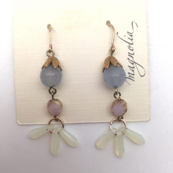 teardrop blue white dusty rose Earrings by Kate Harness