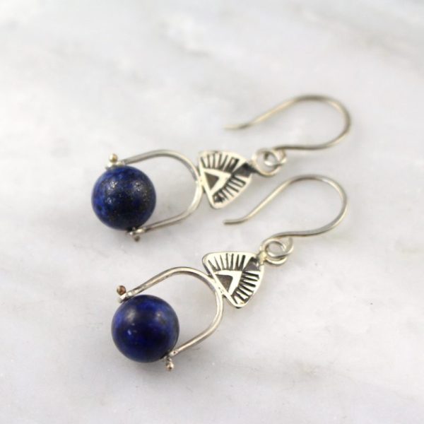 Pinned Lapis Southwest Triangle Earrings by sarah deangelo