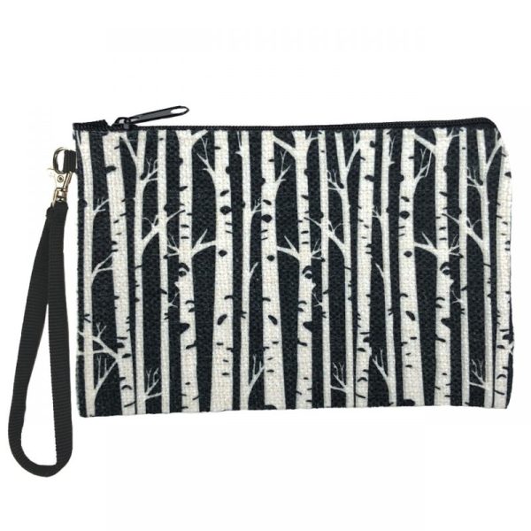 Black white Birch Zippered Pouch