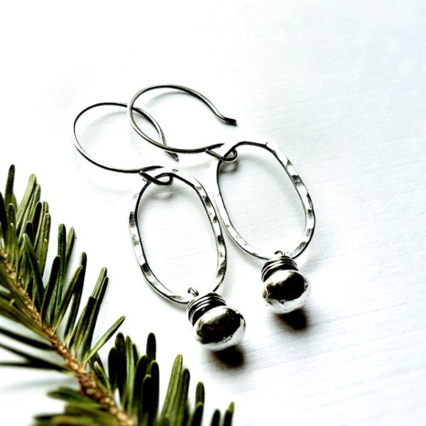 Sterling Silver Fringed Oval Earrings by Andewyn Moon - Image 2