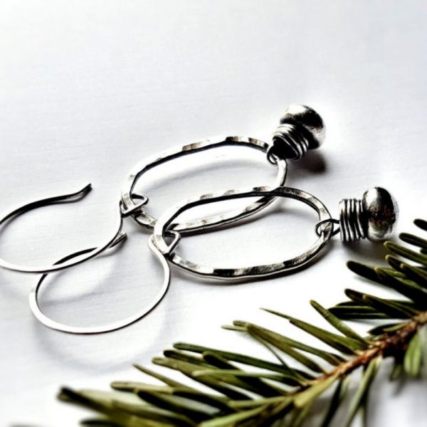 Sterling Silver Fringed Oval Earrings by Andewyn Moon - Image 4
