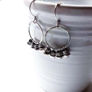 Sterling Silver Boho Fringed Circle Clasp Earrings by - Andewyn Moon