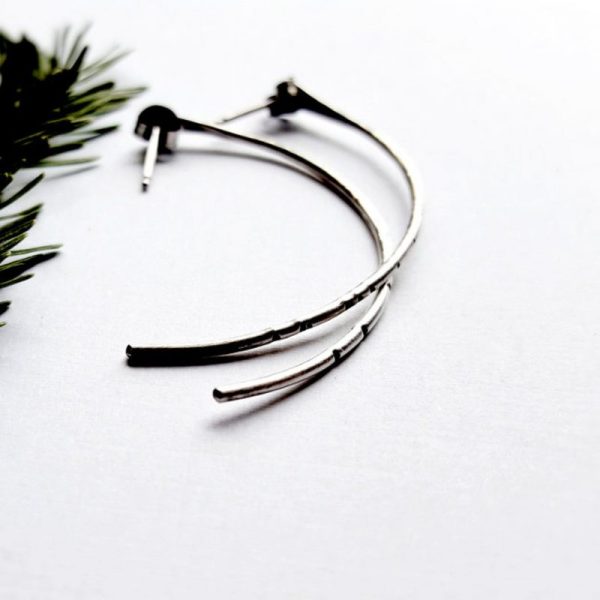 curved bar Sterling Silver Ti'An Stud Earrings by Andewyn Moon