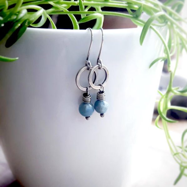 Sterling Silver Amazonite Un Petit Clasp Earrings by Andewyn Moon