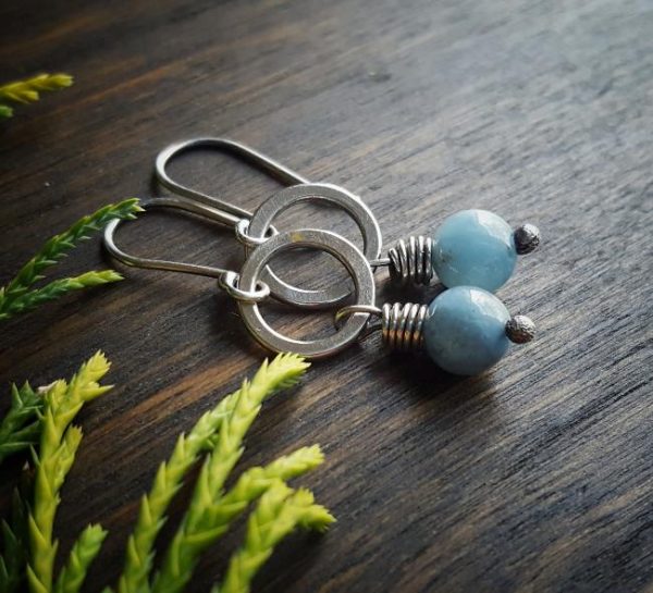 Sterling Silver Amazonite Un Petit Earrings by Andewyn Moon - Image 3