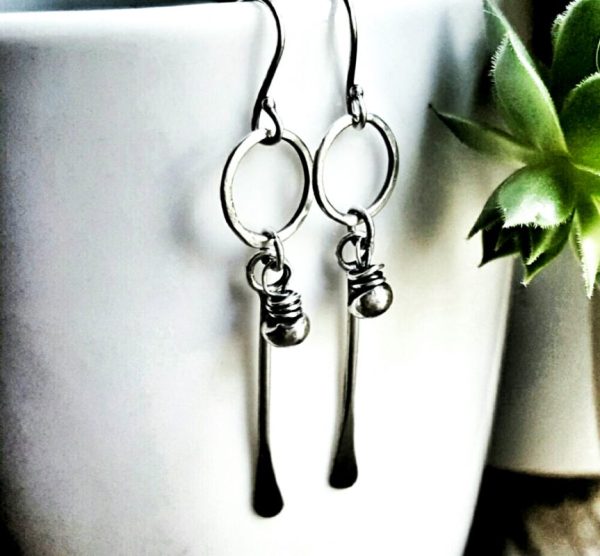 Sterling Silver Tribal Long Stem Clasp Earrings by Andewyn Moon