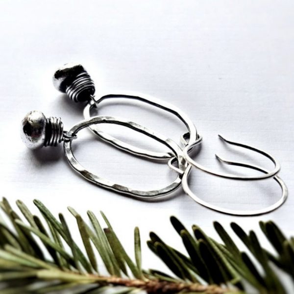 Sterling Silver Fringed Oval Earrings by Andewyn Moon - Image 3