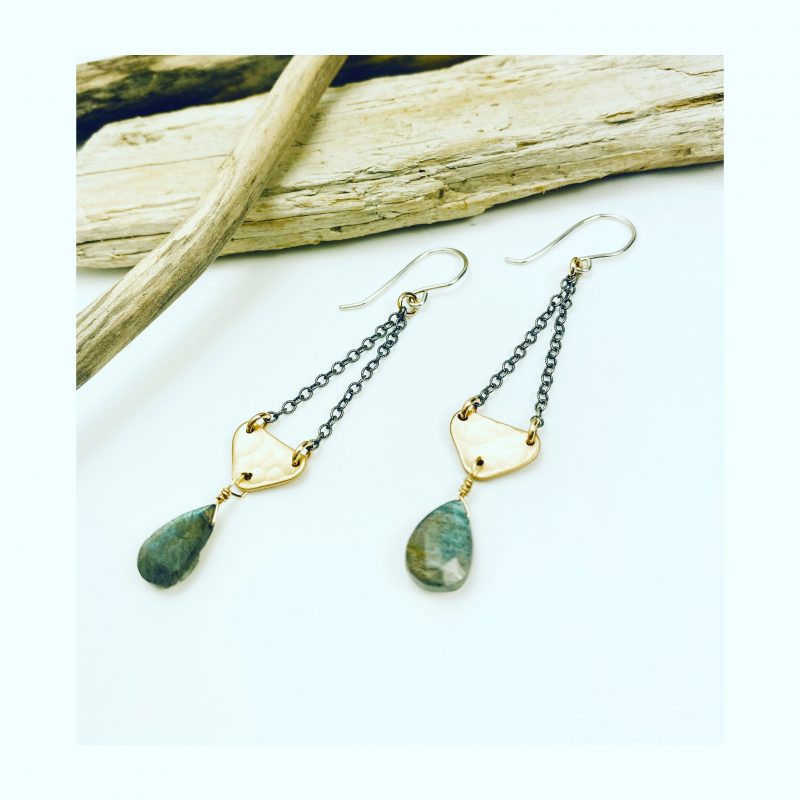 goldfill and sterling silver earrings with labradorite by laura j designs