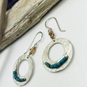 sterling silver earrings with turquoise and brown garnet by laura j designs