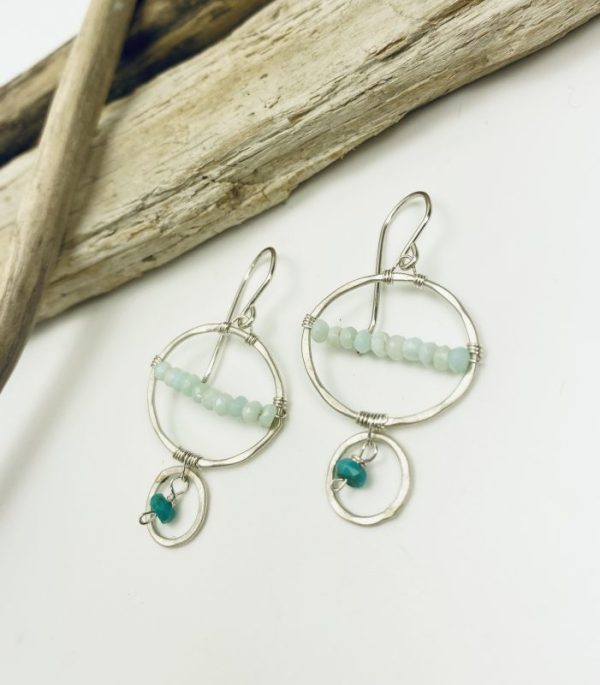 sterling silver earrings with Peruvian opal and turquoise by laura j designs