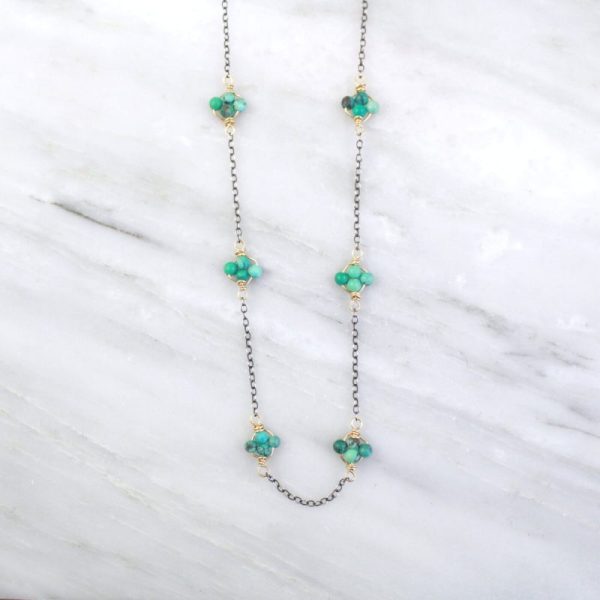 Turquoise Mixed Metal Satellite Necklace Sarah Deangelo