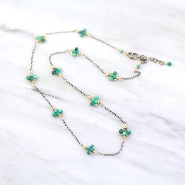 Turquoise Mixed Metal Satellite Necklace - Image 3