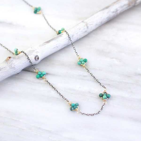 Turquoise Mixed Metal Satellite Necklace - Image 2