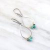 Turquoise Wrapped Teardrop Mixed Metal Hoop Earrings - Image 2