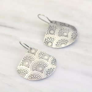 Scalloped Stars Printed Silver Fan Earrings Sarah Deangelo