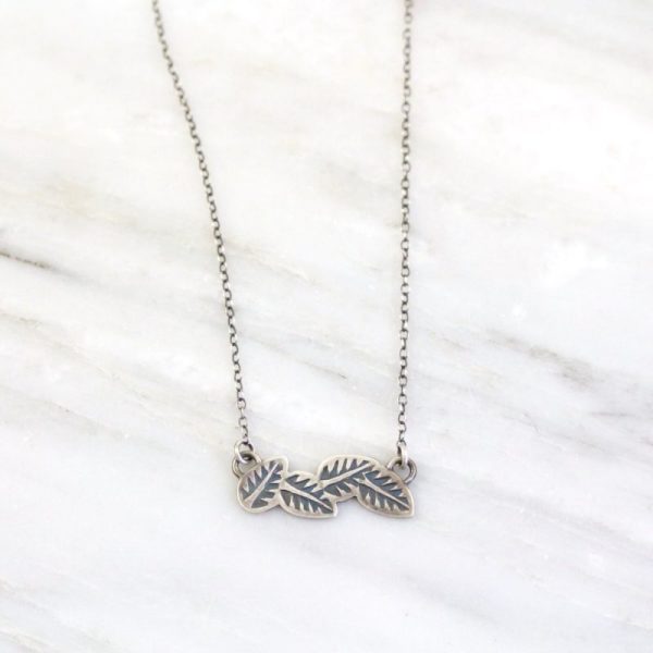 Stamped Leaves Garland Bar Necklace Sarah Deangelo