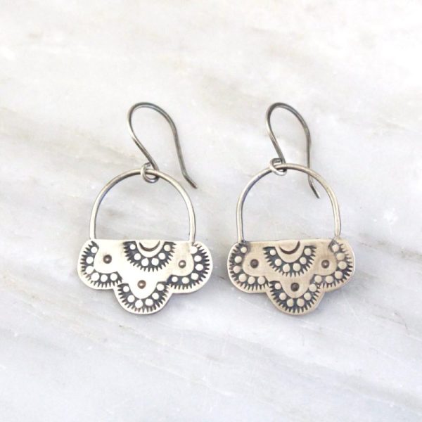Wanderer Lacy Stamped Silver Earrings Sarah Deangelo