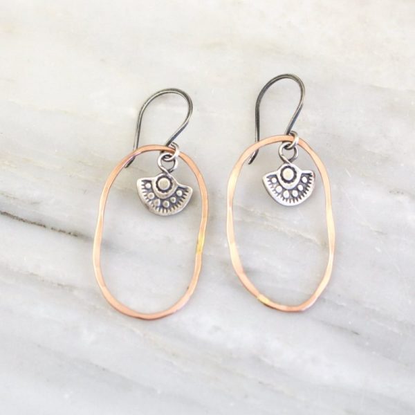 Wanderer Charm Rose Gold Hoop Earrings Sarah Deangelo