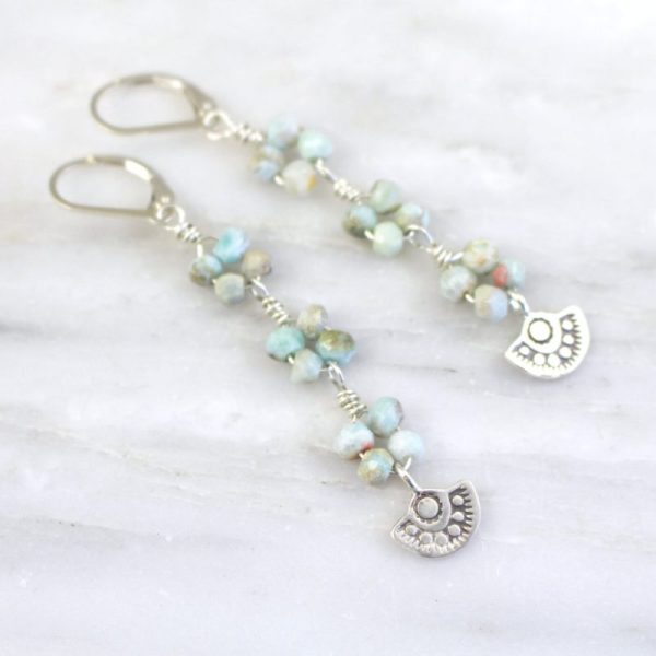 Wanderer Mini Pendant Larimar Long Earring Sarah Deangelo