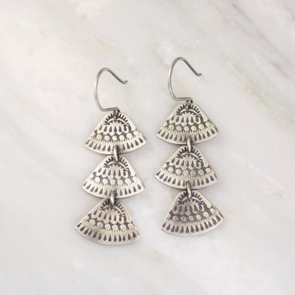 Asmi Trio Triangle Silver Earrings Sarah Deangelo