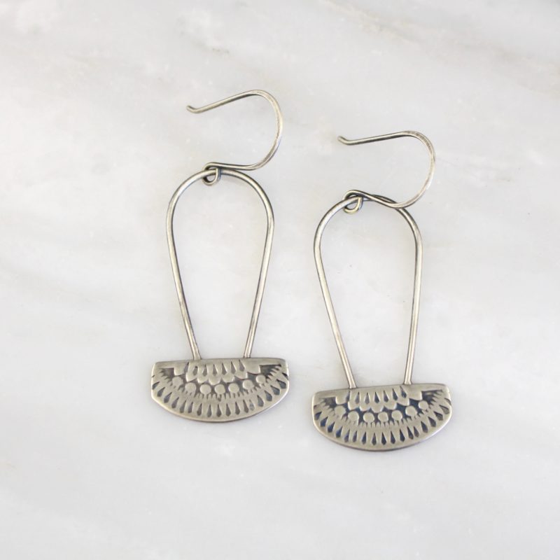 Asmi Oxidized Silver Long Hooped Earrings by Sarah DeAngelo