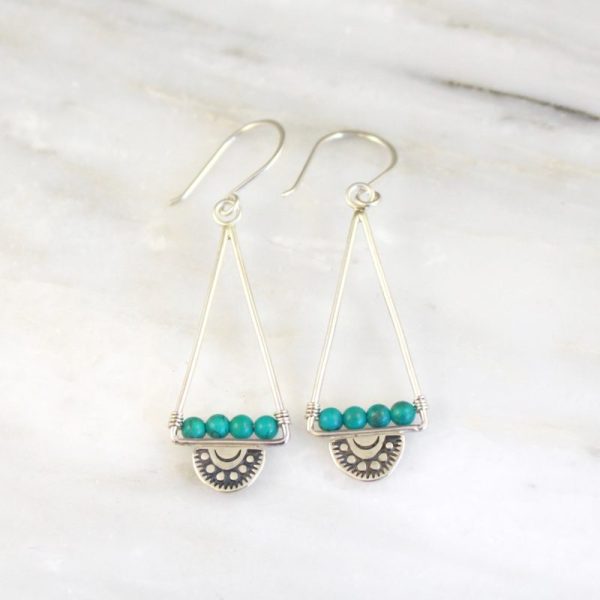 Wanderer Open Triangle Turquoise Earrings by Sarah DeAngelo