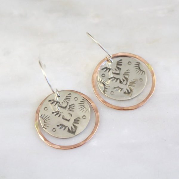 Thunderbird Disc Rose Gold Ring Earrings Sarah Deangelo