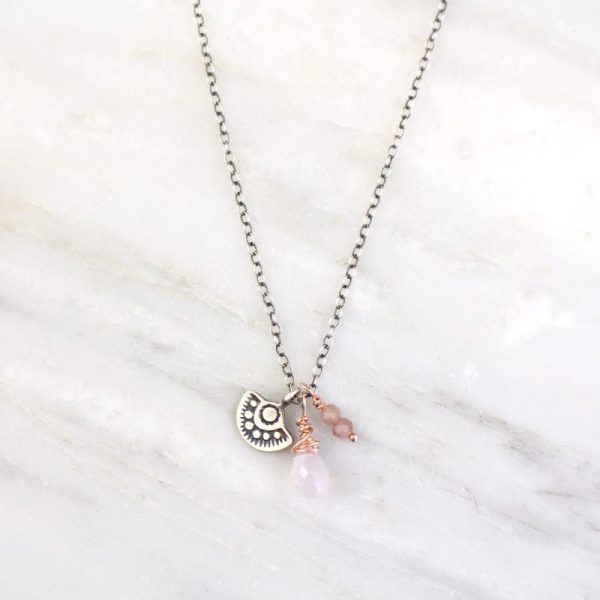 Wanderer Mini Charm Rose and Peach Necklace by Sarah DeAngelo
