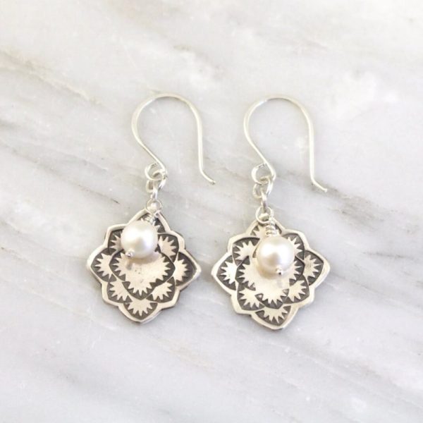 Desert Rose Pearl Earrings Sarah Deangelo