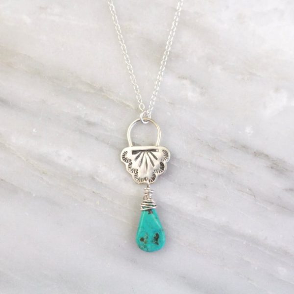 South West Lace Turquoise Drop Necklace Sarah Deangelo