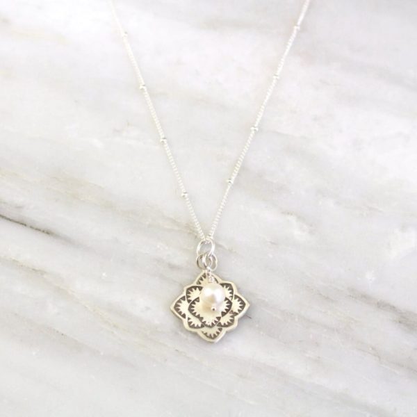Desert Rose Pearl Charm Necklace Sarah Deangelo