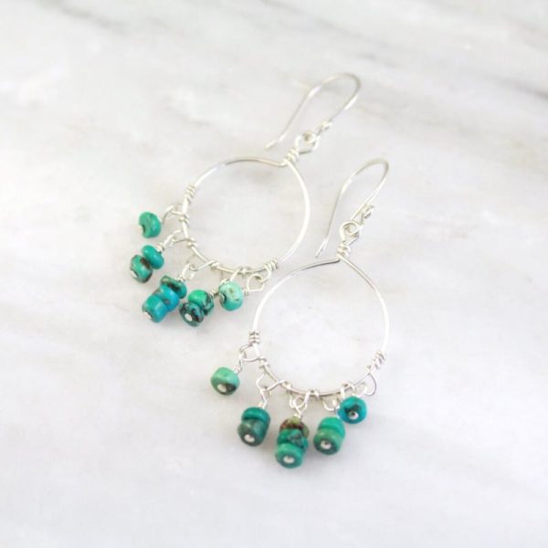Turquoise Dangle Hoop Earrings Sarah Deangelo