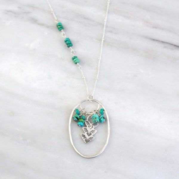 Thunderbird Turquoise Cluster Long Necklace Sarah Deangelo