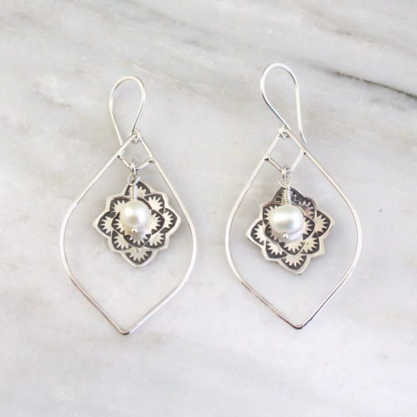 Framed Desert Rose Pearl Earrings - Image 3