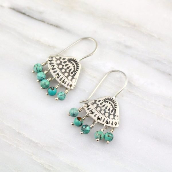 Asmi Triangle Dangle Turquoise Earrings Sarah Deangelo