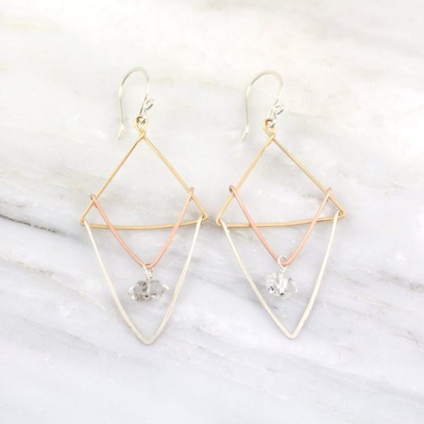 Triple Layered Triangle Herkimer Diamond Earrings Sarah Deangelo