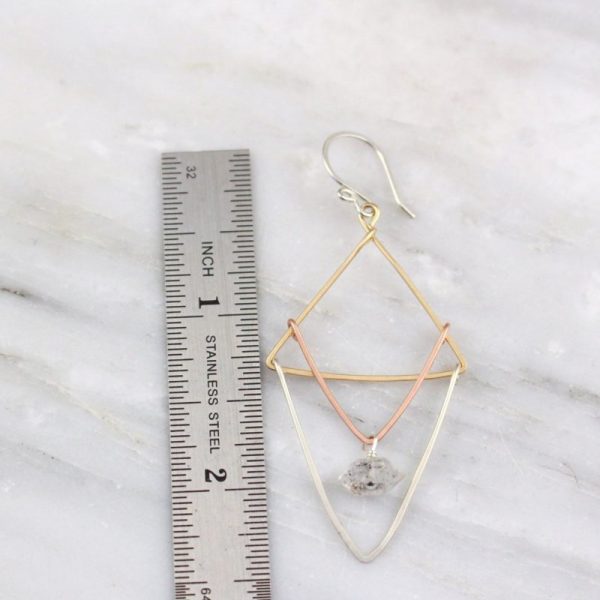 Triple Layered Triangle Herkimer Diamond Earrings - Image 4