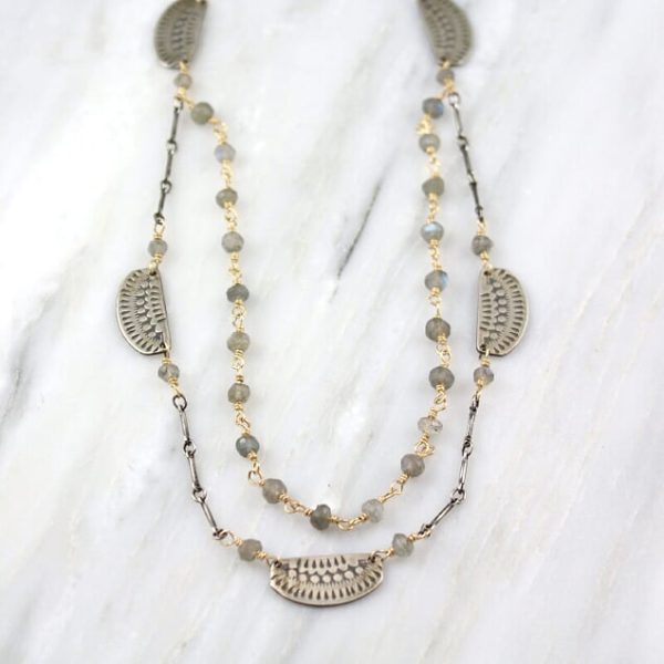 Asmi Double Strand Mixed Metal with Labradorite Necklace Sarah Deangelo