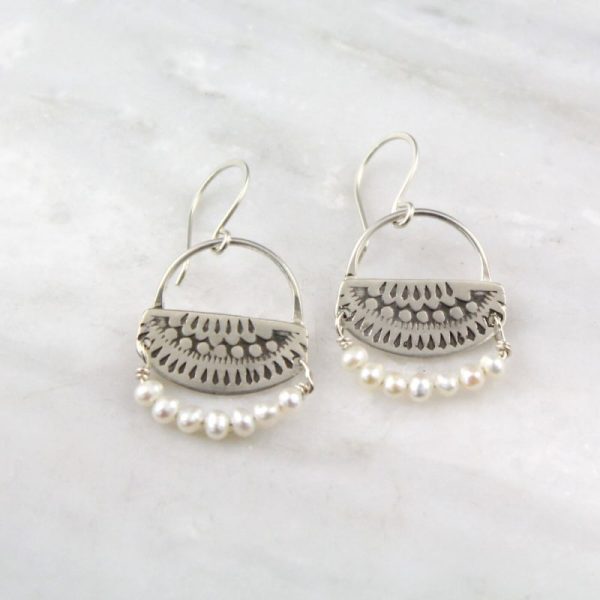Asmi Nefertiti Silver and Pearl Earrings Sarah Deangelo