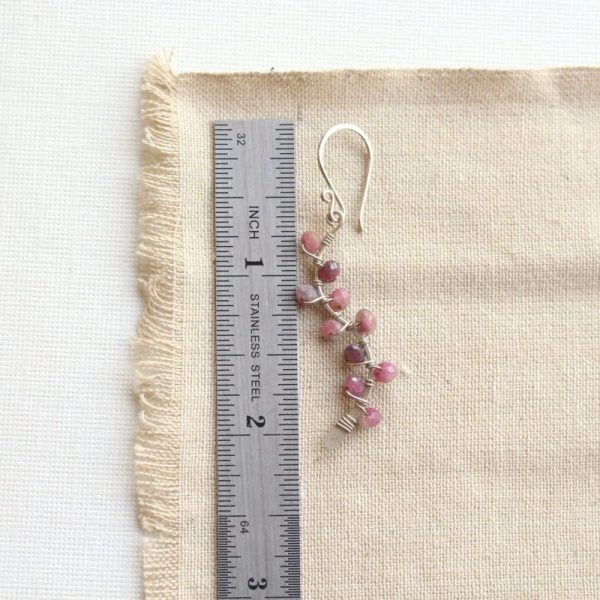 Pink Tourmaline Wrapped Vine Silver Earrings - Image 5