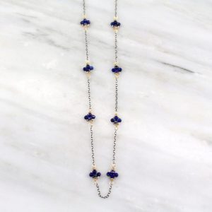 Lapis Satellite Mixed Metal Necklace Sarah Deangelo