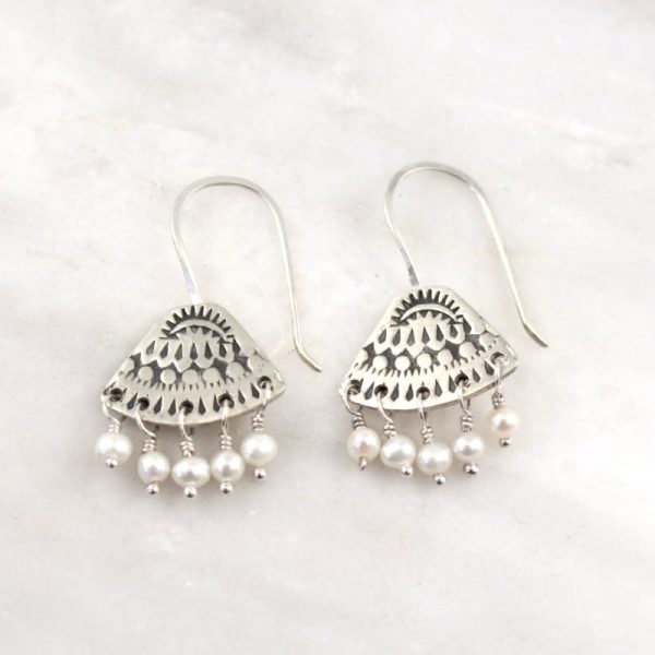 Asmi Triangle Dangle Pearl Earrings Sarah Deangelo