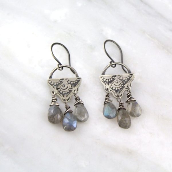 Wanderer Raindrop Chandelier Labradorite Earrings Sarah Deangelo