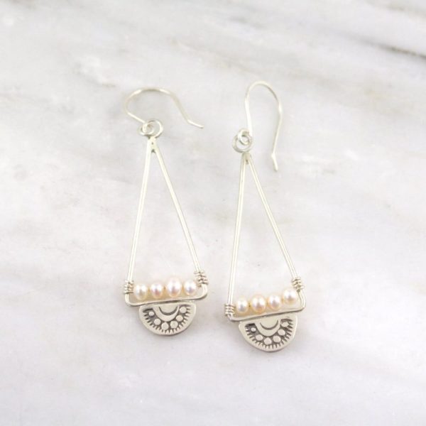 Wanderer Triangle Pearl Earrings Sarah Deangelo