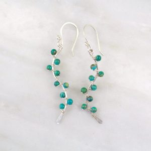 Turquoise Wrapped Vine Silver Earrings Sarah Deangelo