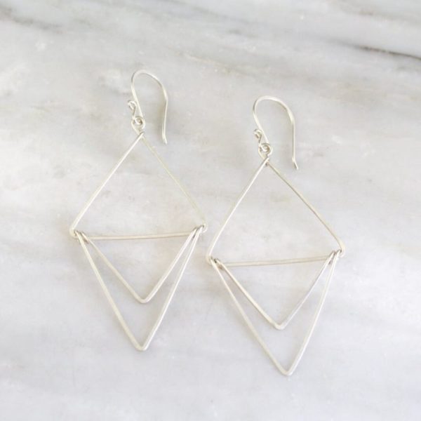Silver Triple Triangle Hoop Earrings Sarah Deangelo