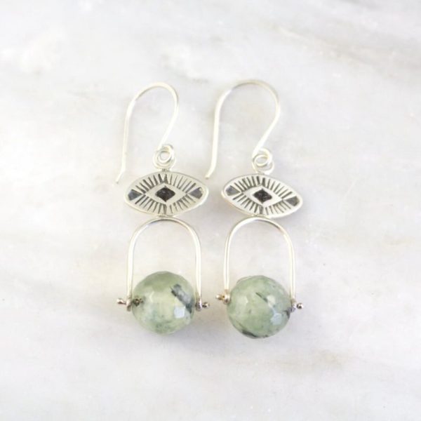 South West Eye Pinned Prehnite Earrings Sarah Deangelo